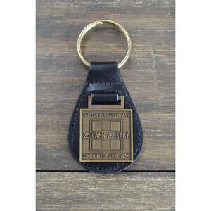 1980s Purina Company Bag Tag Pet Ralston 25th Anniversary Metal Cowhide Key Fob